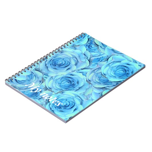 Opulente Rose im türkisfarbenen Notebook Notizblock (Linke Seite)