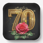 Opulente Rose Verziert Filigree Gold 70. Geburtsta Pappteller (Vorderseite)