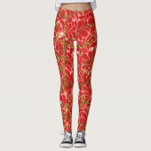 Opulente rote Leggings mit goldenen Ketten (Vorderseite)