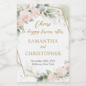 Opulente Rötung Rose Eukalyptus und Goldhochzeit Weinetikett (Einzelnes Label)