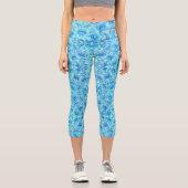 Opulente türkisfarbene Rose Capri Leggings (Vorderseite)