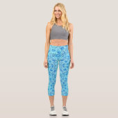 Opulente türkisfarbene Rose Capri Leggings (Vorderseite)