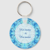 Opulente türkisfarbene Rose Schlüsselanhänger (Vorderseite)