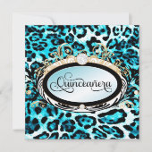 Opulenter Aqua-Leopard-metallisches Papier des Einladung (Vorderseite)