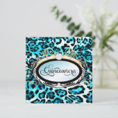 Opulenter Aqua-Leopard-metallisches Papier des Einladung (Stehend Vorderseite)