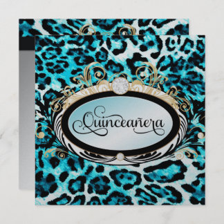 Opulenter Aqua-Leopard-metallisches Papier des Einladung