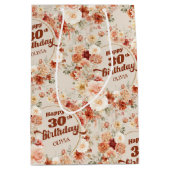 Opulenter Herbstkupfer-Rost Blüte 30. Geburtstag Mittlere Geschenktüte (Vorderseite)