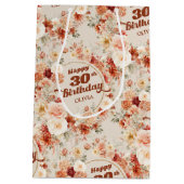 Opulenter Herbstkupfer-Rost Blüte 30. Geburtstag Mittlere Geschenktüte (Rückseite)
