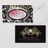 Opulenter Rosa-Leopard-erstklassiges Perlen-Papier Visitenkarte (Vorne/Hinten)