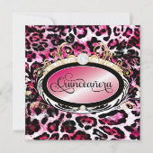 Opulenter roter rosa Leopard-metallisches Papier Einladung (Vorderseite)