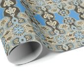 Opulenter Tan und blaues Wrapping Paper Geschenkpapier (Rolleneckpunkt)