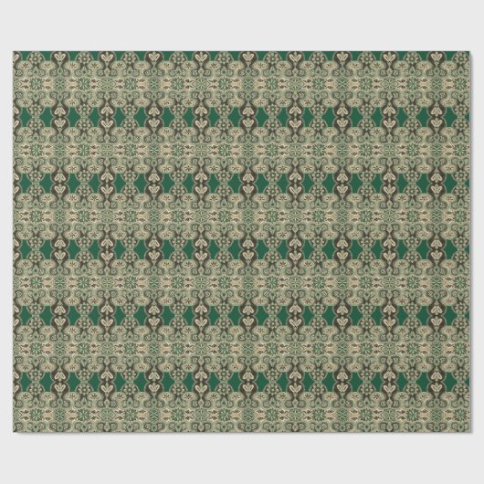 Opulenter Tan und grünes Wrapping Paper Geschenkpapier (Flach)