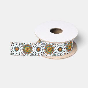 Opulentes Stern-Blumen-Muster Maharadscha-Indien Satinband