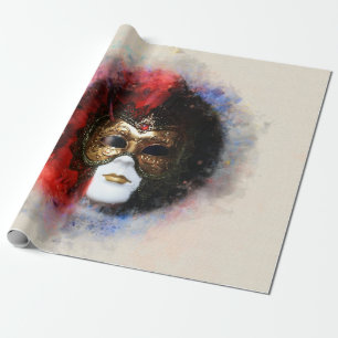 Opulentes Venezianisches Karneval-Maskenummantelpa Geschenkpapier