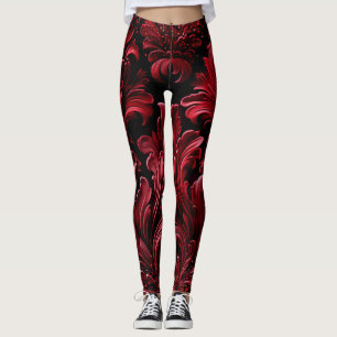 Opulture Red Velvet Luxuriöser Glitzer Leggings