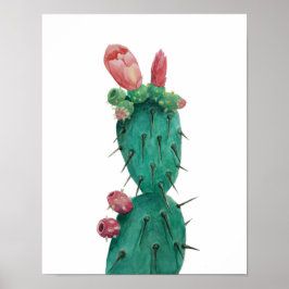 Opuntia in Aquarellfarben Poster