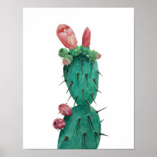 Opuntia in Aquarellfarben Poster