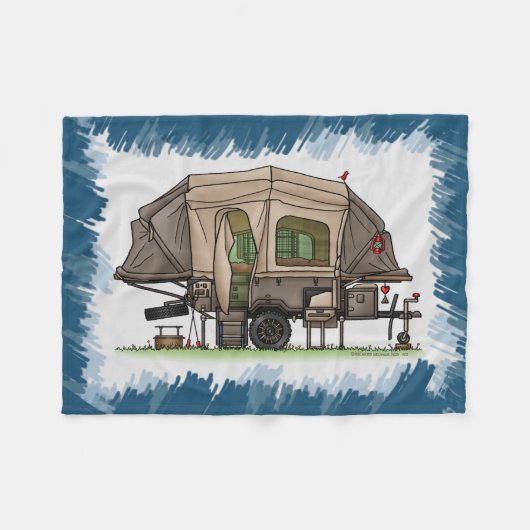 Opus 4 Pop Up RV Happy Camping Fleecedecke (Vorderseite (Horizontal))