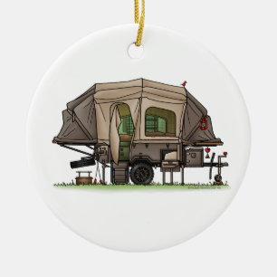 Opus 4 Pop Up RV Happy Camping Keramik Ornament