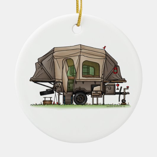 Opus 4 Pop Up RV Happy Camping Keramik Ornament (Vorne)