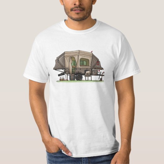 Opus 4 Pop Up RV Happy Camping Keramik Ornament T-Shirt (Vorderseite)