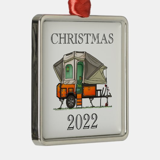 Opus Pop Up Camper RV Happy Camping Metal Ornament (Rechts)