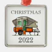 Opus Pop Up Camper RV Happy Camping Metal Ornament (Vorne)