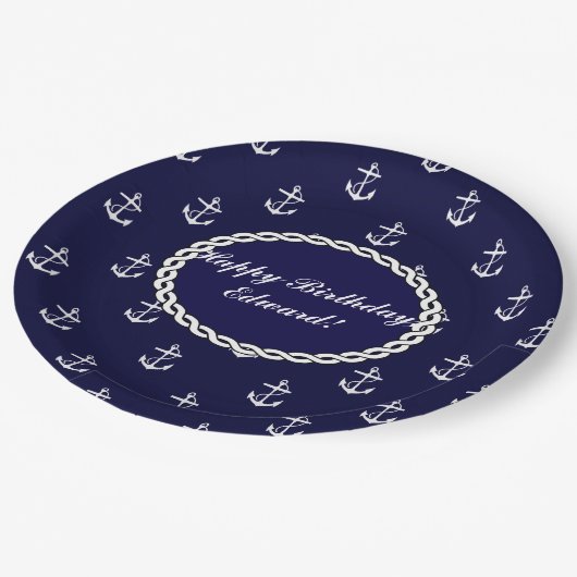 Opus Posh Anchor Nautical Pappteller (Schrägansicht)