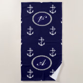 Opus Posh Anchor Nautical Personalisiert Strandtuch (Vorderseite)