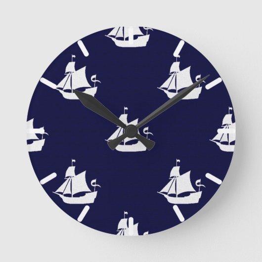Opus Posh Ship Nautical Runde Wanduhr (Vorderseite)