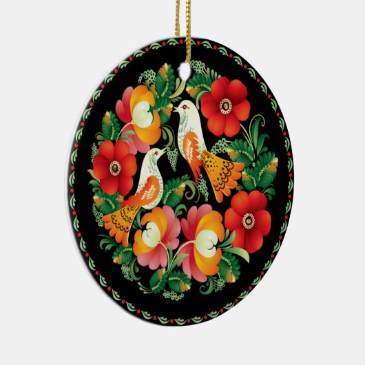 OPUS ungarische Blume und Vogel Keramik Ornament (Rechts)