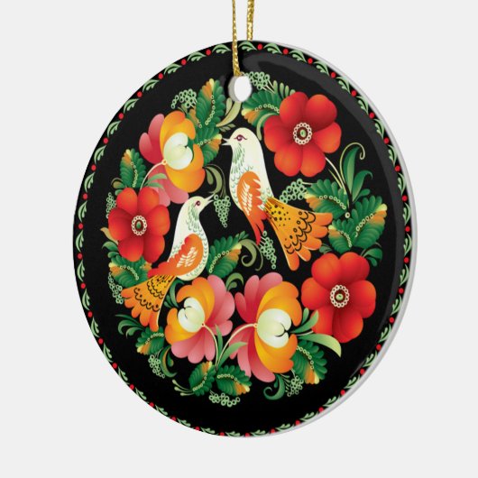 OPUS ungarische Blume und Vogel Keramik Ornament (Links)