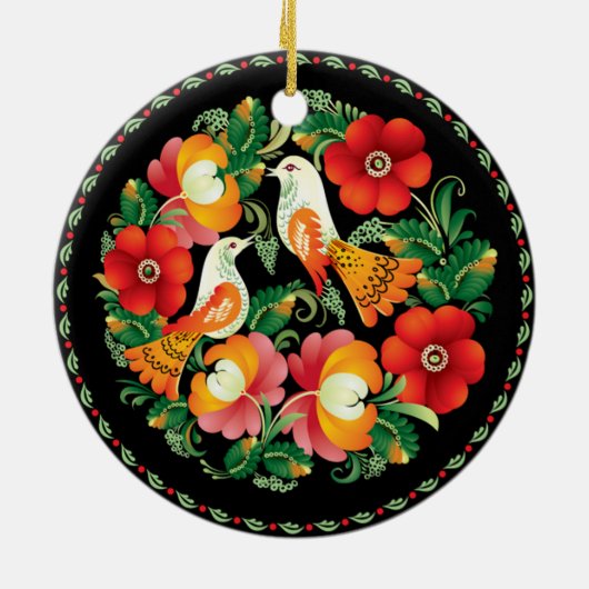 OPUS ungarische Blume und Vogel Keramik Ornament (Hinten)