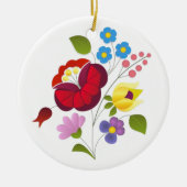 OPUS ungarische Blumen-Stickerei Keramik Ornament (Vorne)