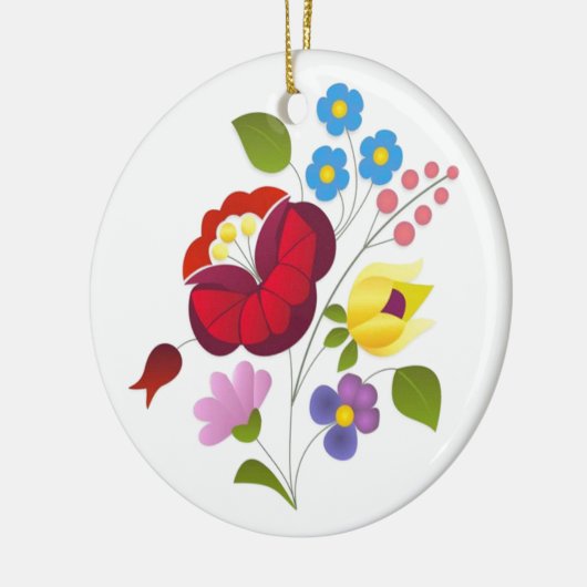 OPUS ungarische Blumen-Stickerei Keramik Ornament (Links)