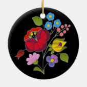 OPUS ungarische Blumen-Stickerei Keramik Ornament (Hinten)