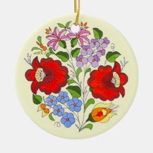 OPUS ungarische Blumen-Stickerei Keramikornament