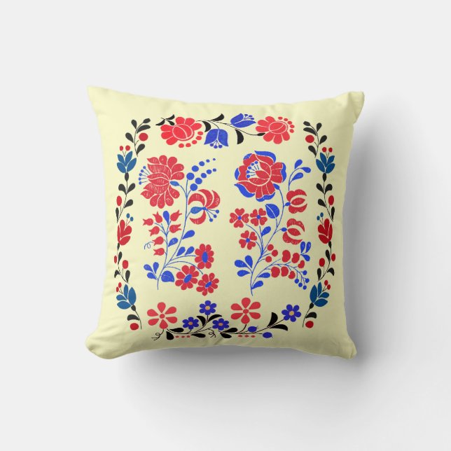 OPUS ungarische Blumen-Stickerei Kissen (Vorderseite)