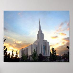 Oquirh Mountain LDS Tempel utah mormon Sonnenunter Poster