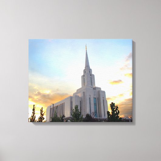 Oquirrh Mountain LDS Tempel utah mormon Sonnenunte Leinwanddruck (Vorderseite)