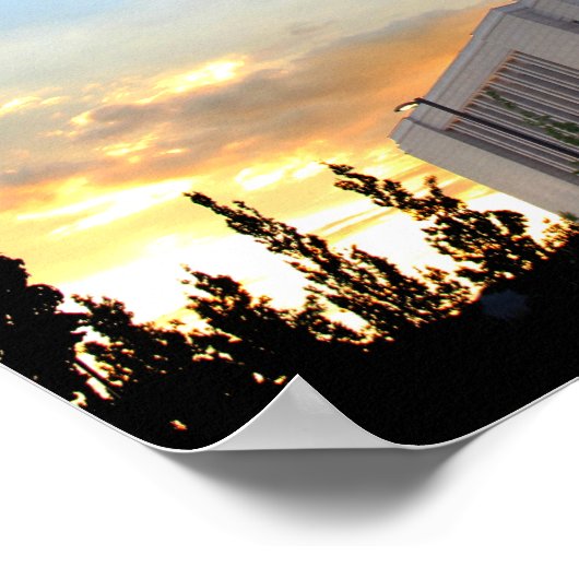 Oquirrh Mountain LDS Tempel utah mormon Sonnenunte Poster (Ecke)
