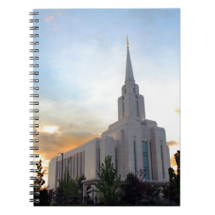 Oquirrh Mountain LDS Utah Tempel Sonnenuntergang Notizblock