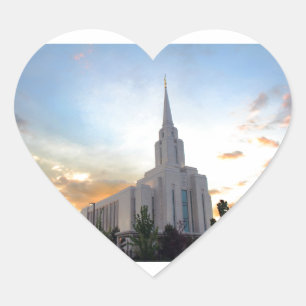 Oquirrh Mountain LDS Utah Temple Sonnenuntergang Herz-Aufkleber