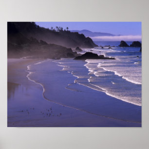 OR, Oregon-Küste, Ecola SP, Indian Beach mit Poster