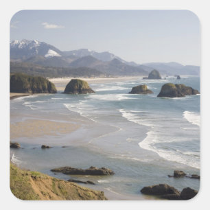 OR, Oregon-Küste, Ecola State Park, Crescent Quadratischer Aufkleber