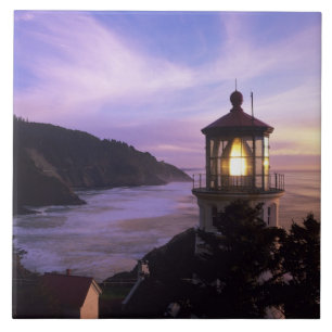 OR, Oregon-Küste, Heceta Head Leuchtturm, auf Fliese