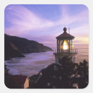 OR, Oregon-Küste, Heceta Head Leuchtturm, auf Quadratischer Aufkleber