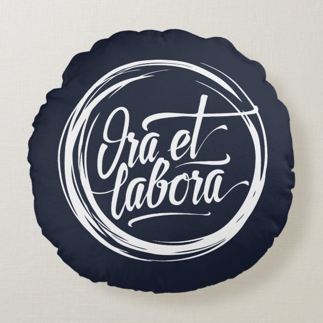 Ora et labora rundes kissen (Vorderseite)