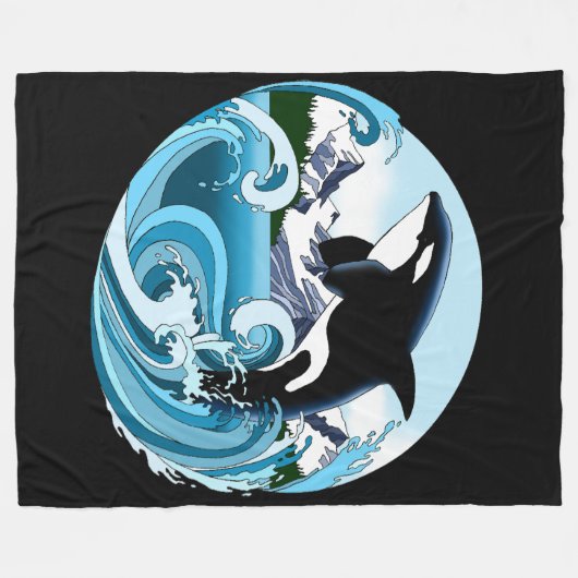 Oraca Killer Whale Fleecedecke (Vorderseite (Horizontal))