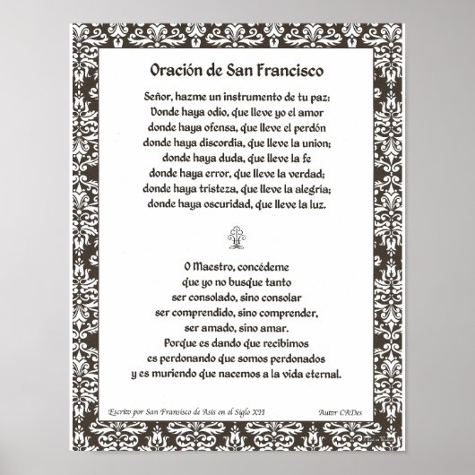 Oracion de San Fransisco Poster (Vorne)